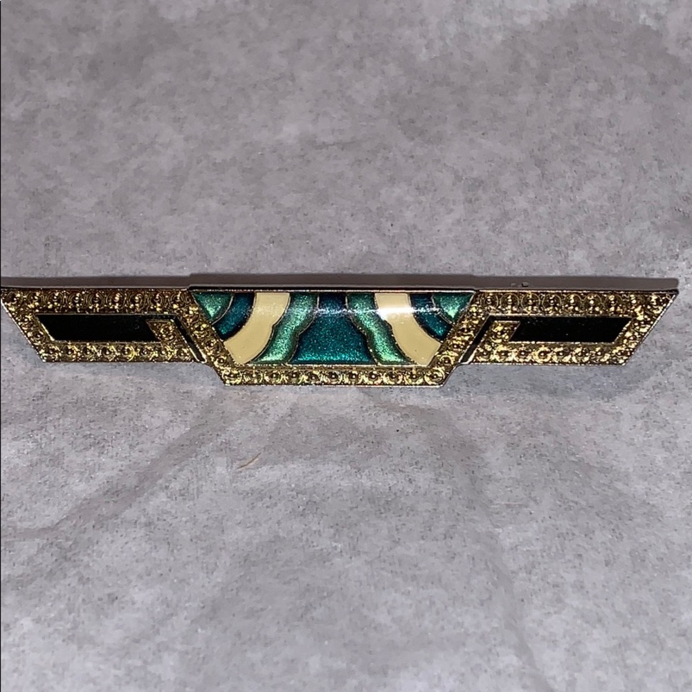 Art deco geometric enamel brooch vintage
